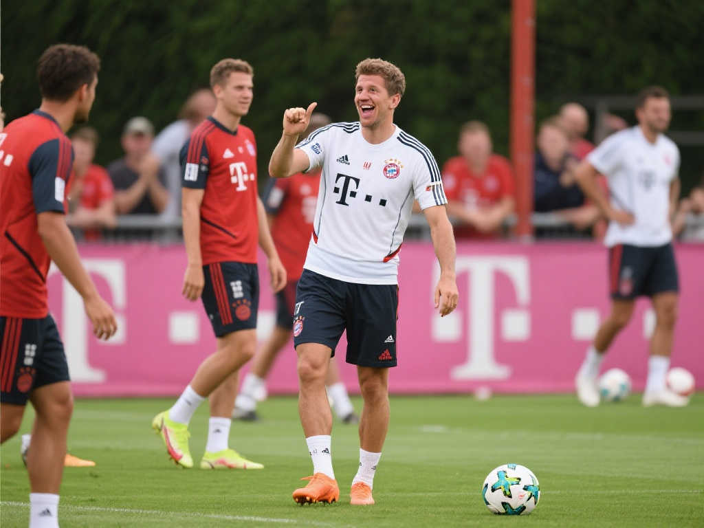 穆勒在拜仁最后公开训练中幽默调侃：如今的